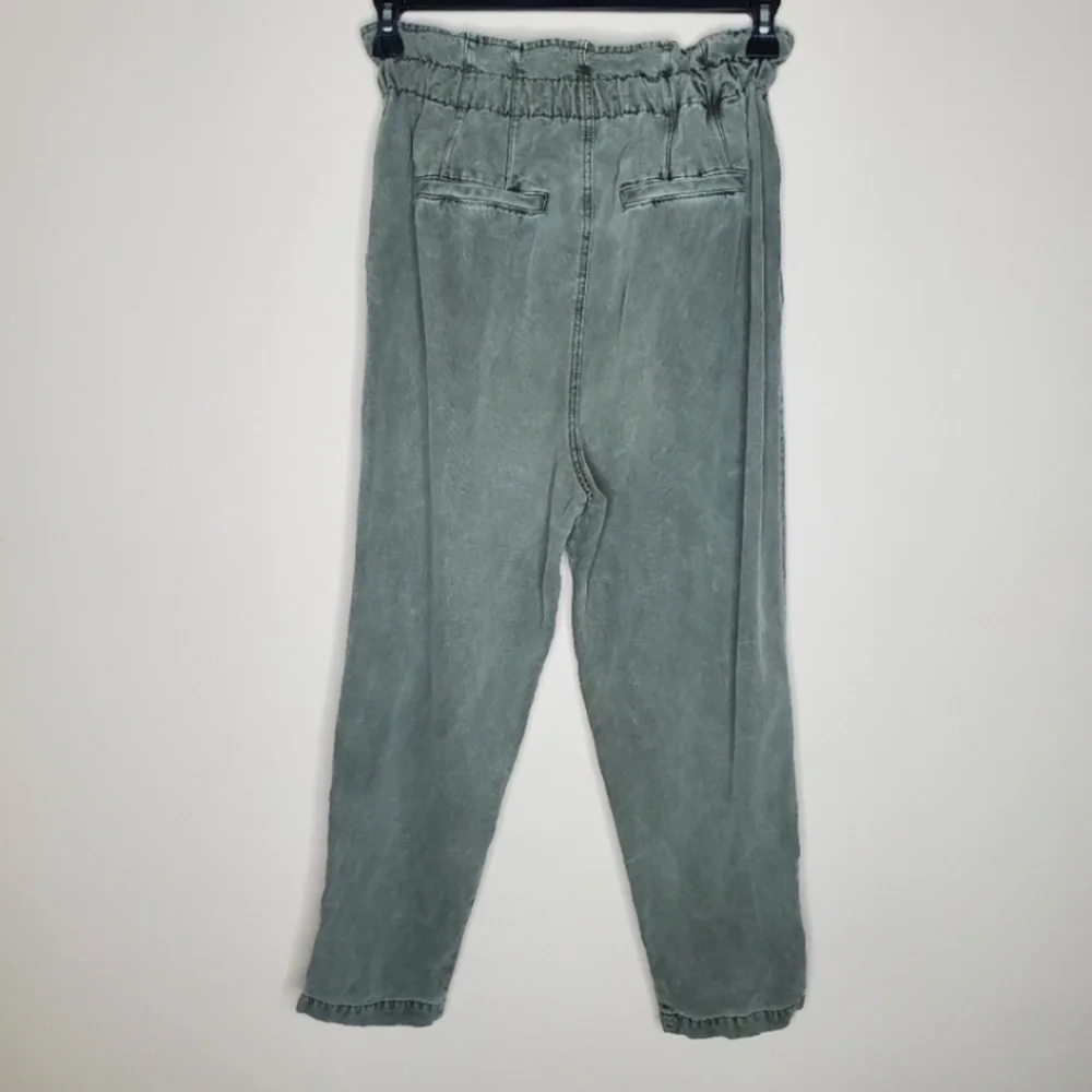 Free People Margate Olive Green High Rise Paperbag Pleated Trouser Pants